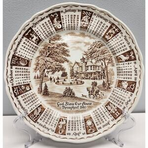 1980 Myott Calendar Plate 9" – Hand Engraved Staffordshire England Vintage Decor